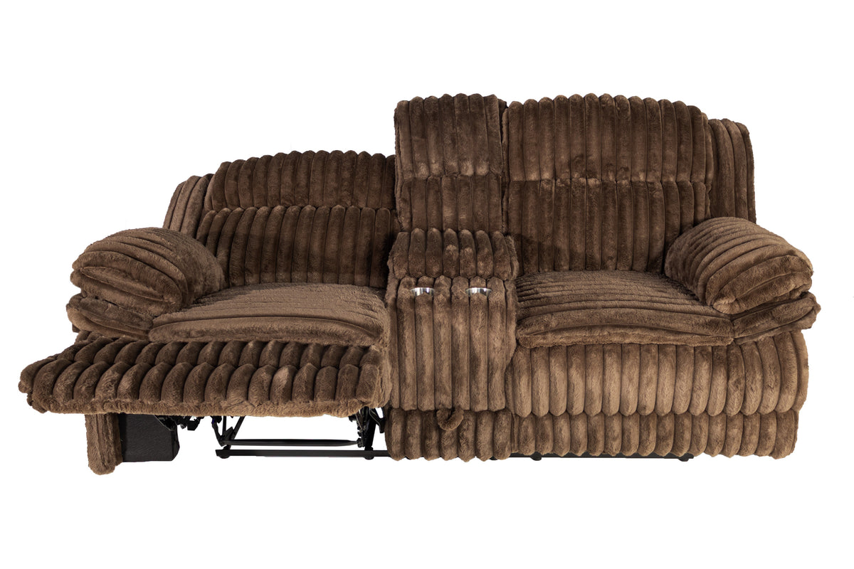 Recliner Lvst W/Console & Drawer - Chocolate
