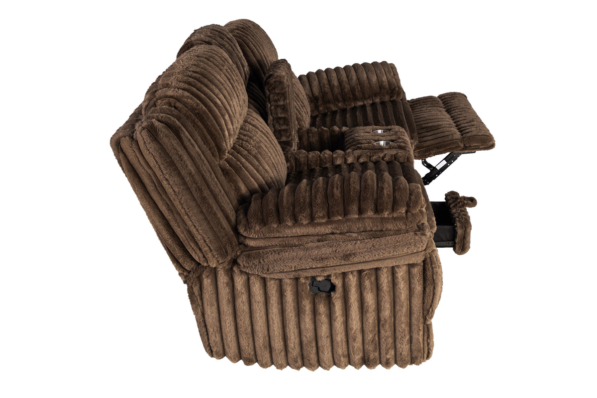 Recliner Lvst W/Console & Drawer - Chocolate