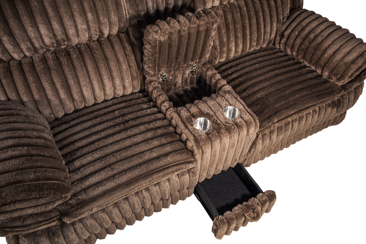 Recliner Lvst W/Console & Drawer - Chocolate