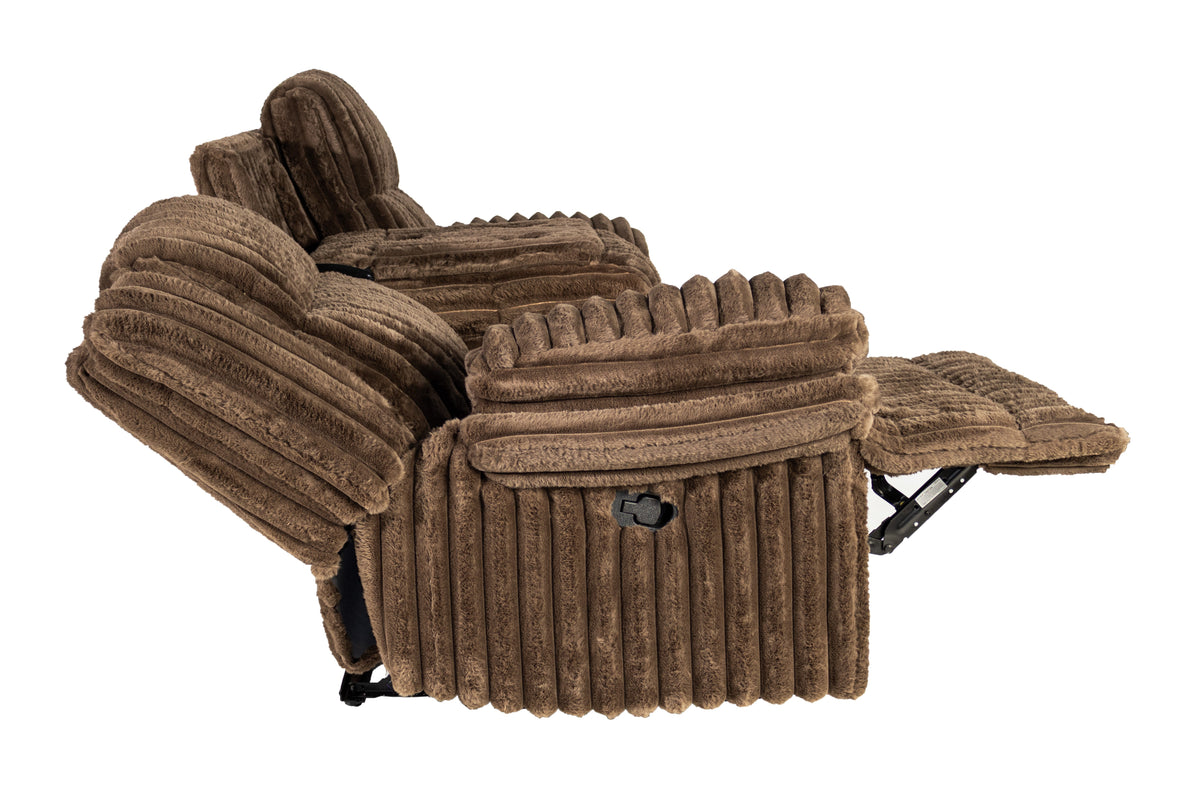 Recliner Sofa W/Fold Table+Charger+Drawer - Light Gray