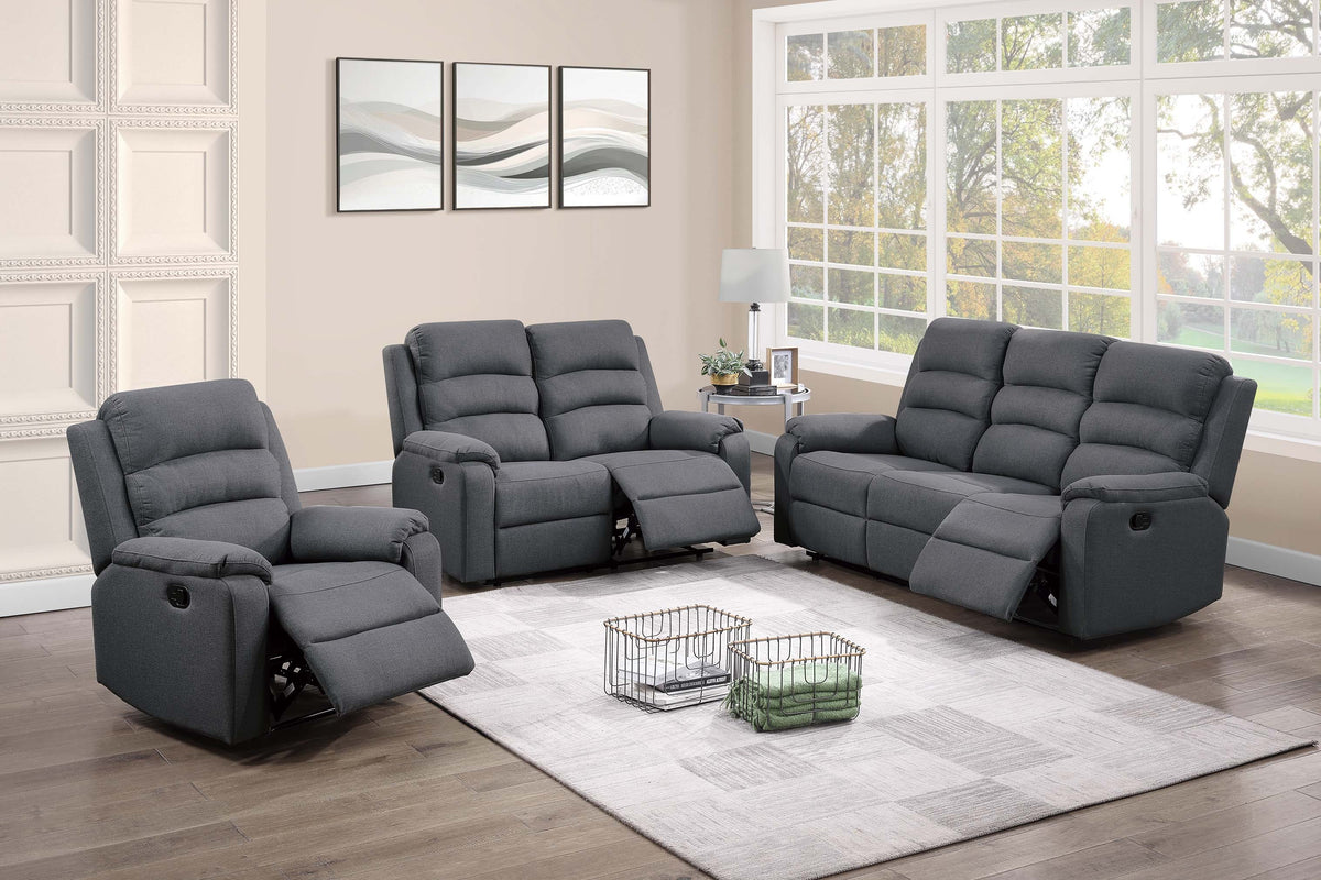Reclining Loveseat - Dark Gray Burlap Fabric