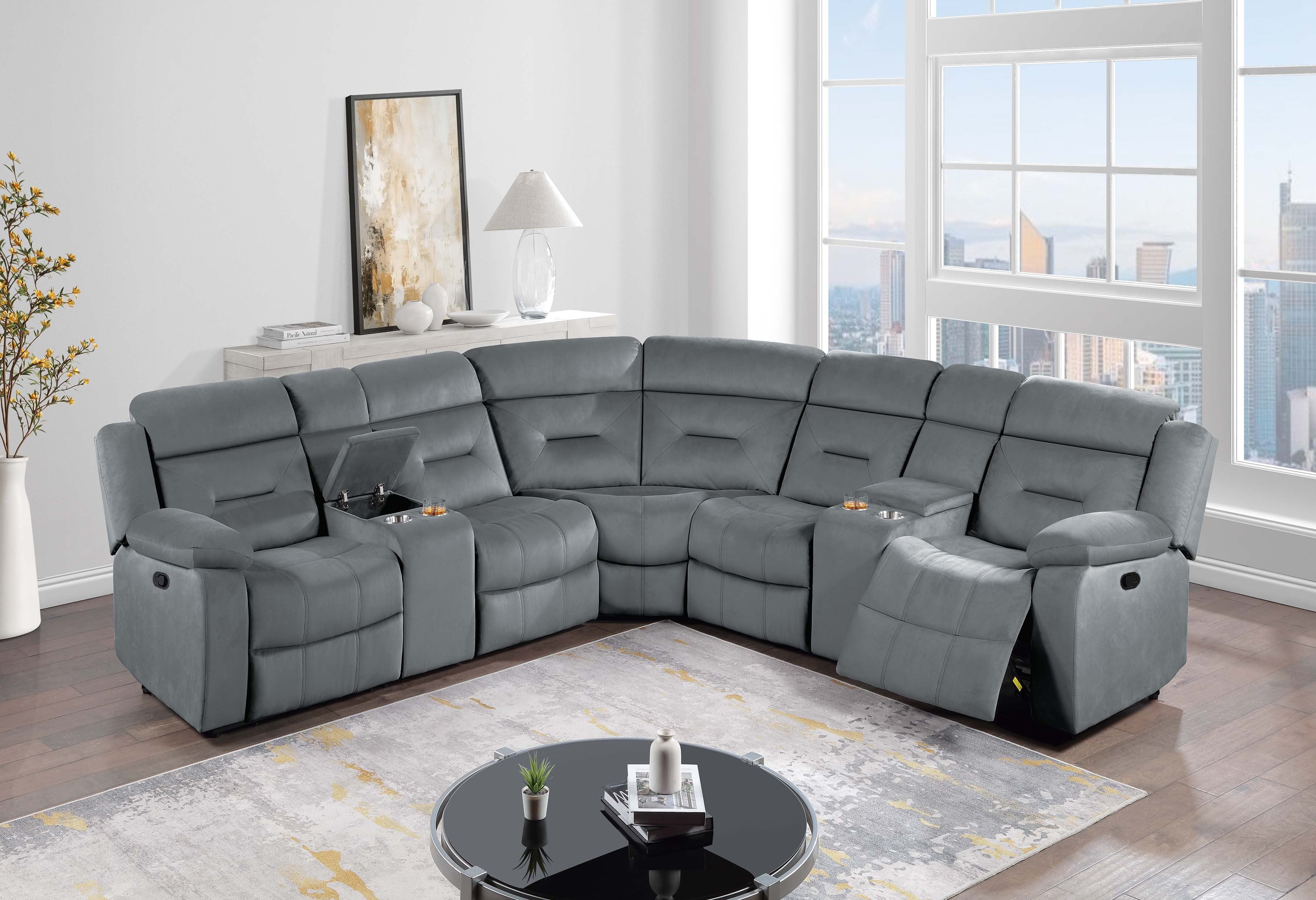 Manual Motion Sectional - Dark Gray