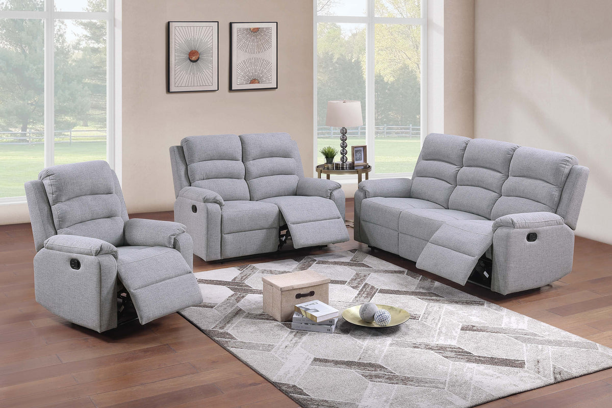 Reclining Sofa - Sincere Bone Burlap Fabric