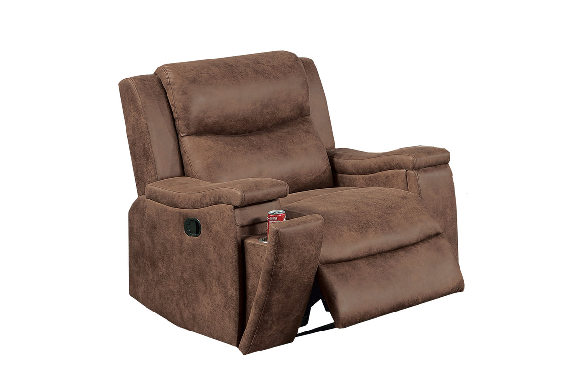 Recliner - Walnut Leather-Like Fabric