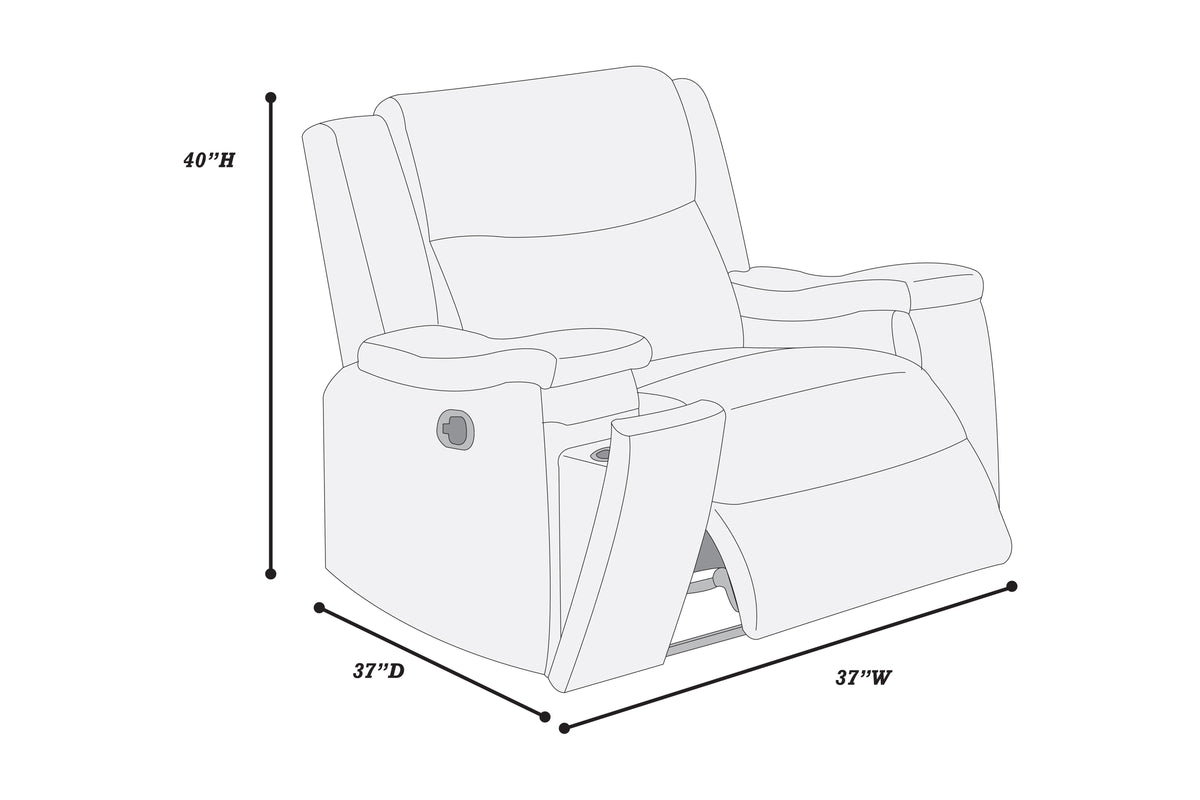 Recliner - Walnut Leather-Like Fabric