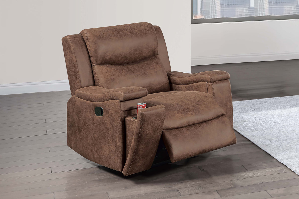Recliner - Walnut Leather-Like Fabric
