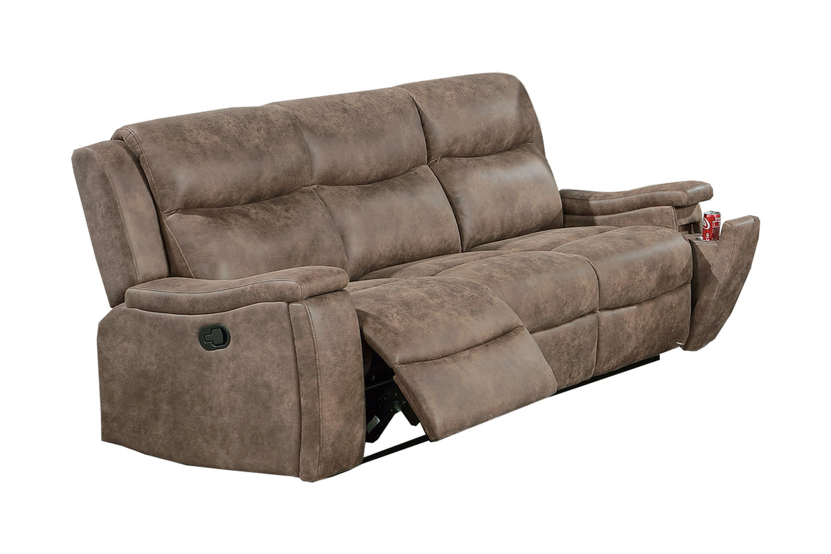 Reclining Sofa - Auburn Leather-Like Fabric