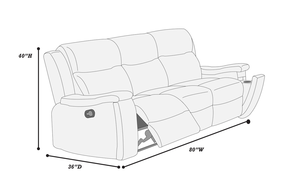 Reclining Sofa - Auburn Leather-Like Fabric