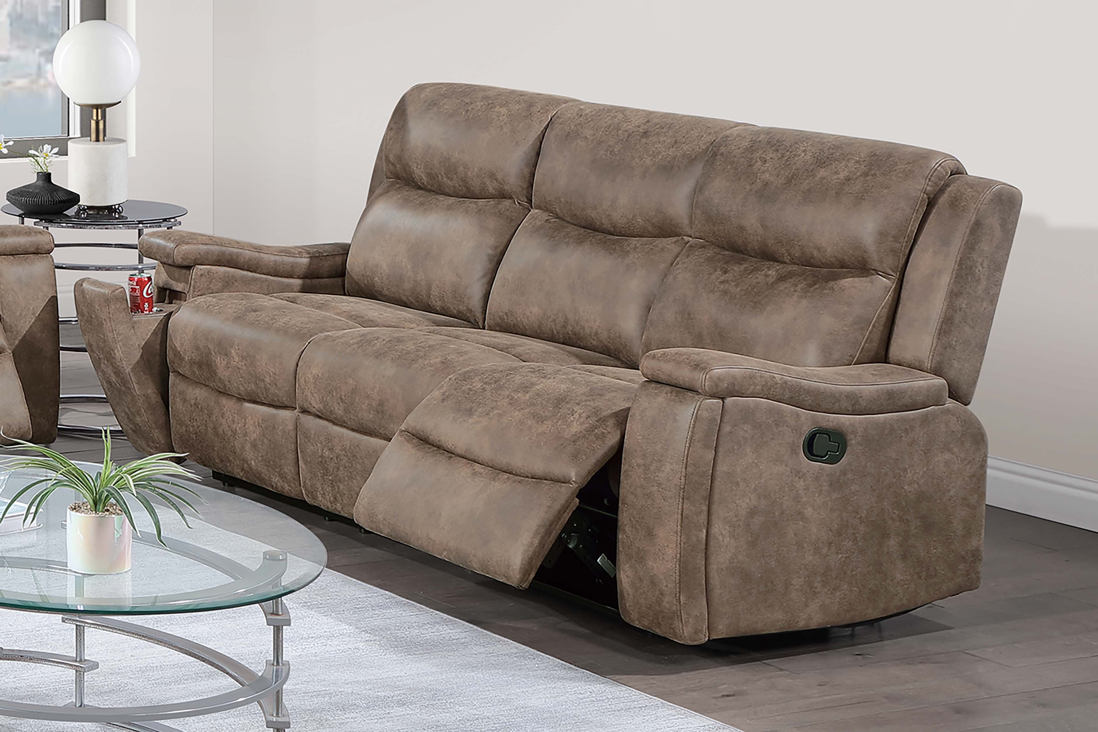Motion Sofa - Auburn Leather-Like Fabric