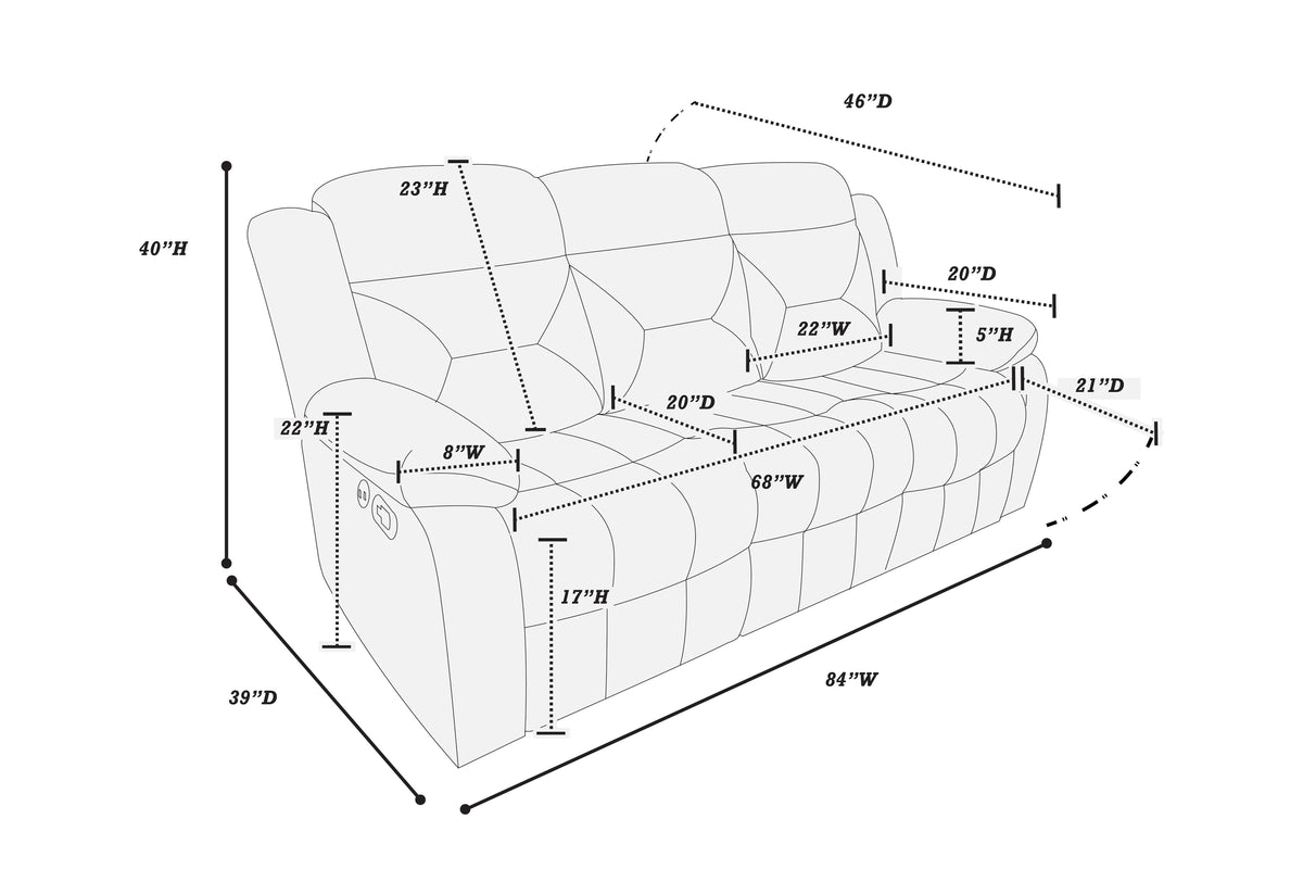 Reclining Sofa - Chocolate