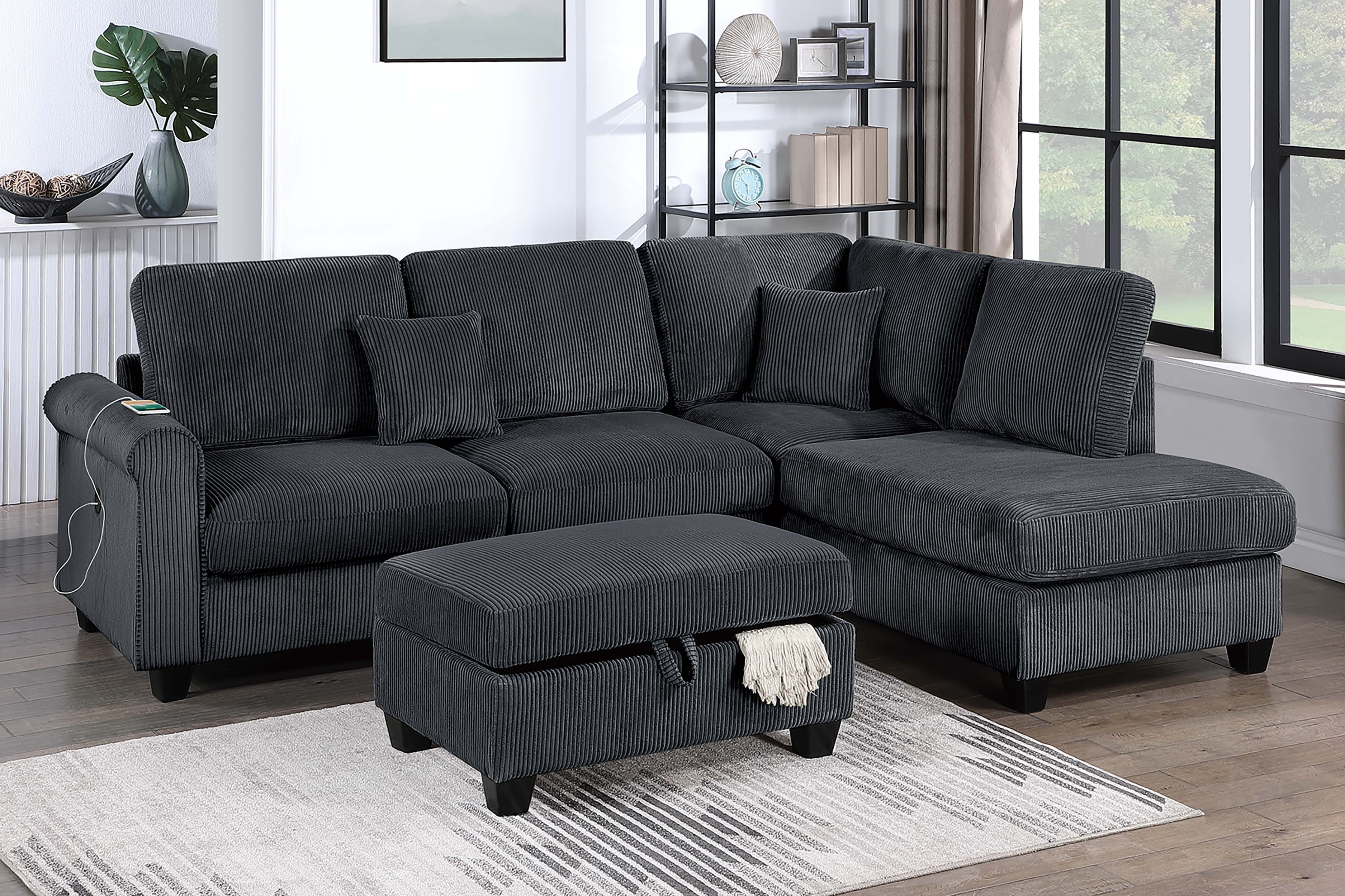 3-Piece Sectional Set - Black