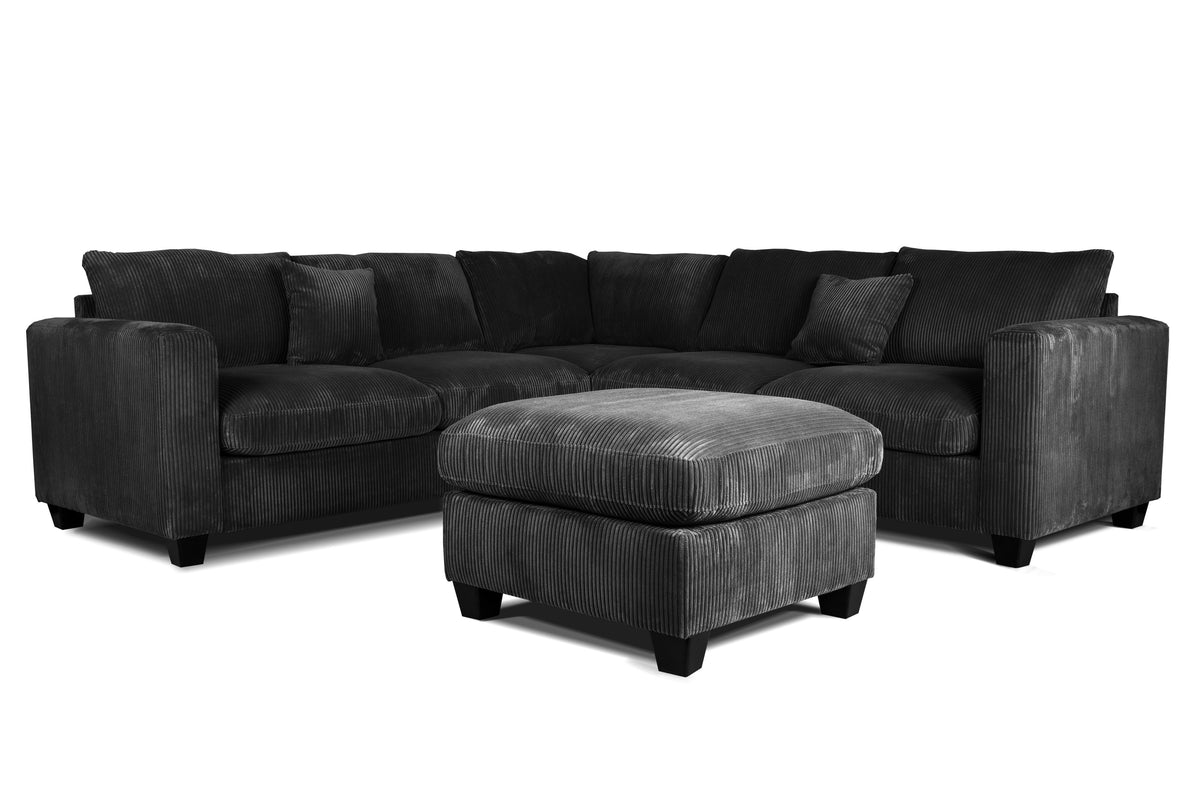 4-Pc Sectional Sofa W/ 2 Accent Pillows - Black
