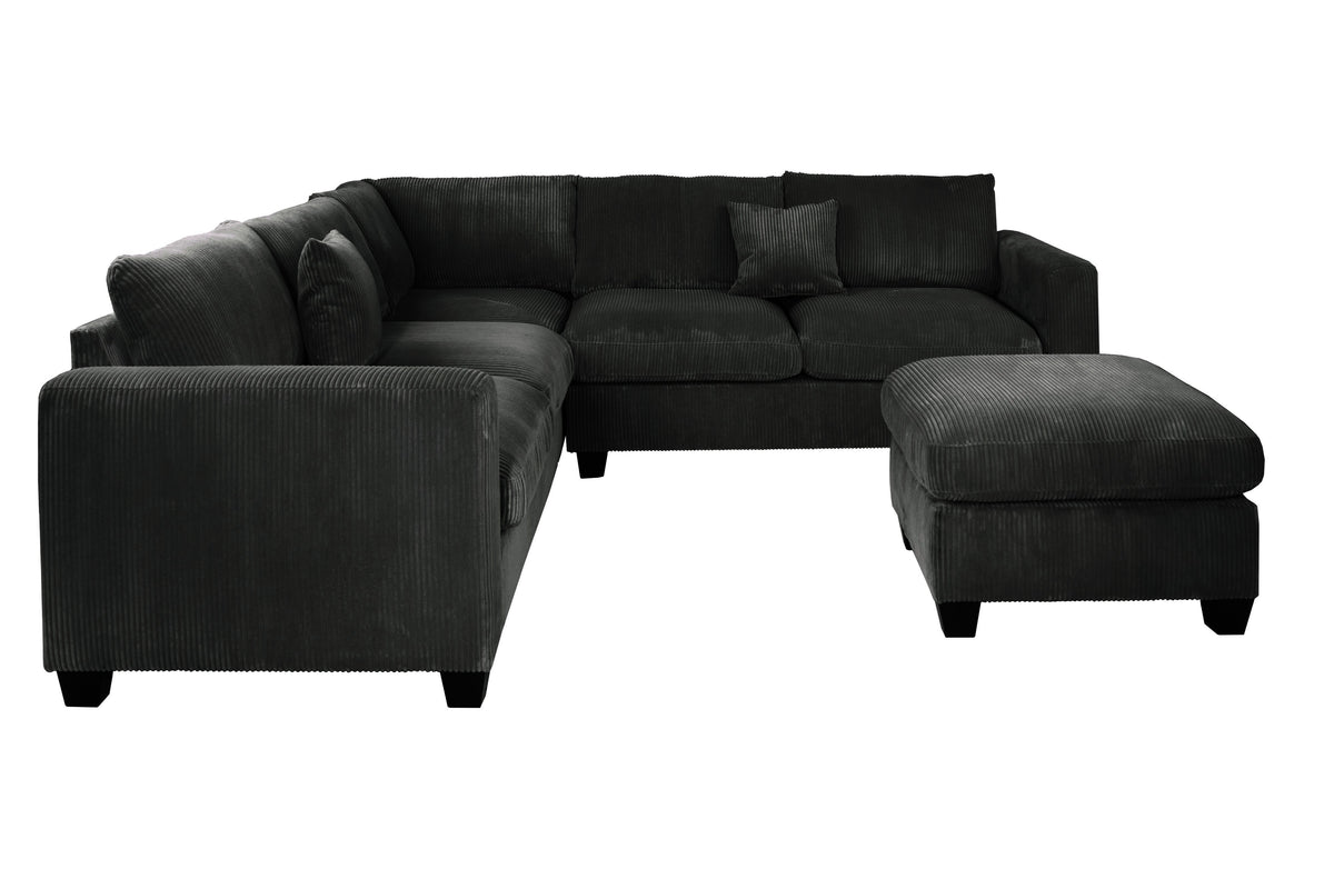 4-Pc Sectional Sofa W/ 2 Accent Pillows - Black