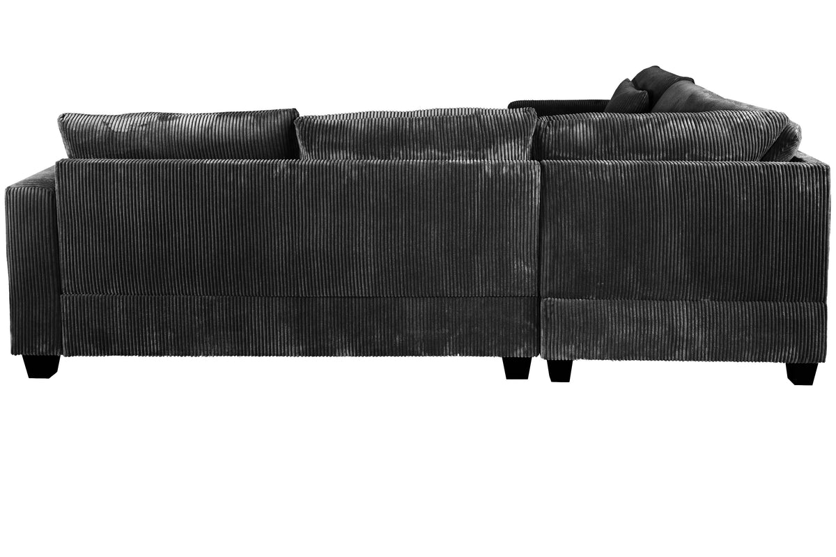 4-Pc Sectional Sofa W/ 2 Accent Pillows - Black