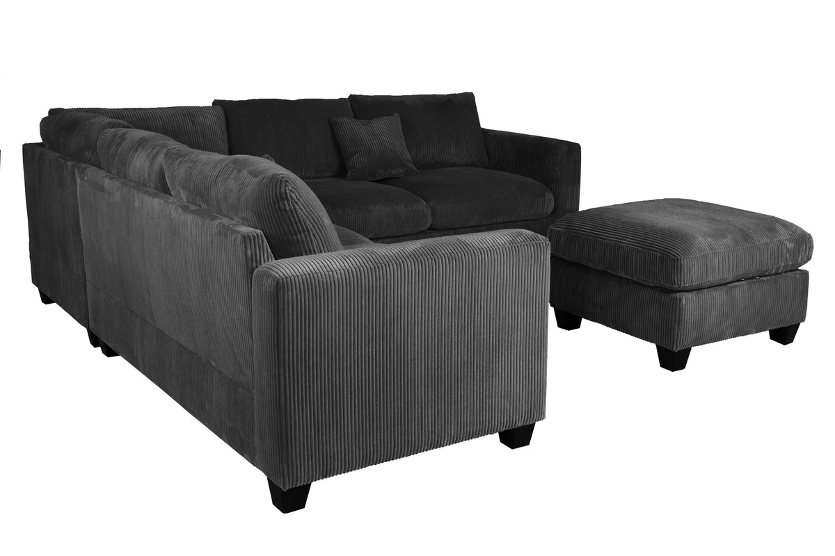 4-Pc Sectional Sofa W/ 2 Accent Pillows - Black