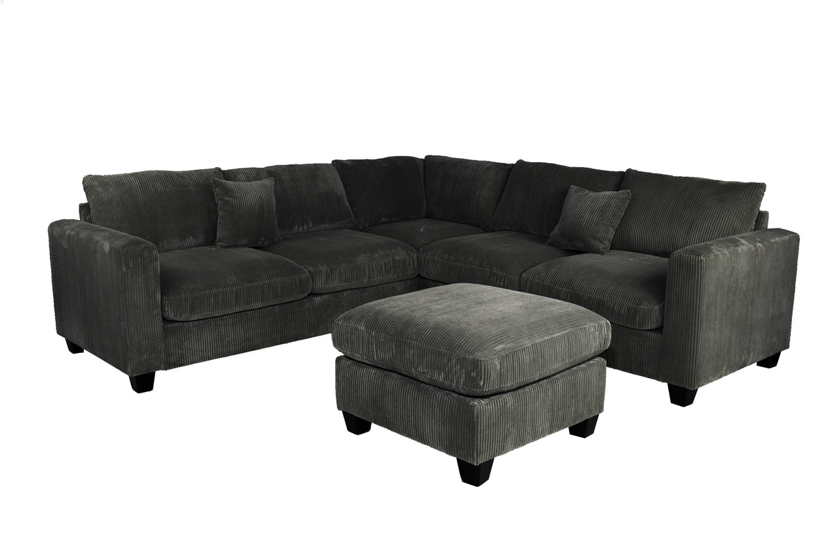 4-Pc Sectional Sofa W/ 2 Accent Pillows - Black