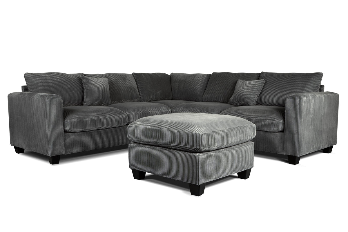 4-Pc Sectional Sofa W/ 2 Accent Pillows - Dark Gray