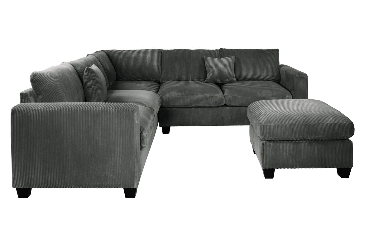 4-Pc Sectional Sofa W/ 2 Accent Pillows - Dark Gray