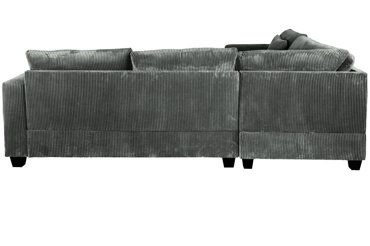 4-Pc Sectional Sofa W/ 2 Accent Pillows - Dark Gray
