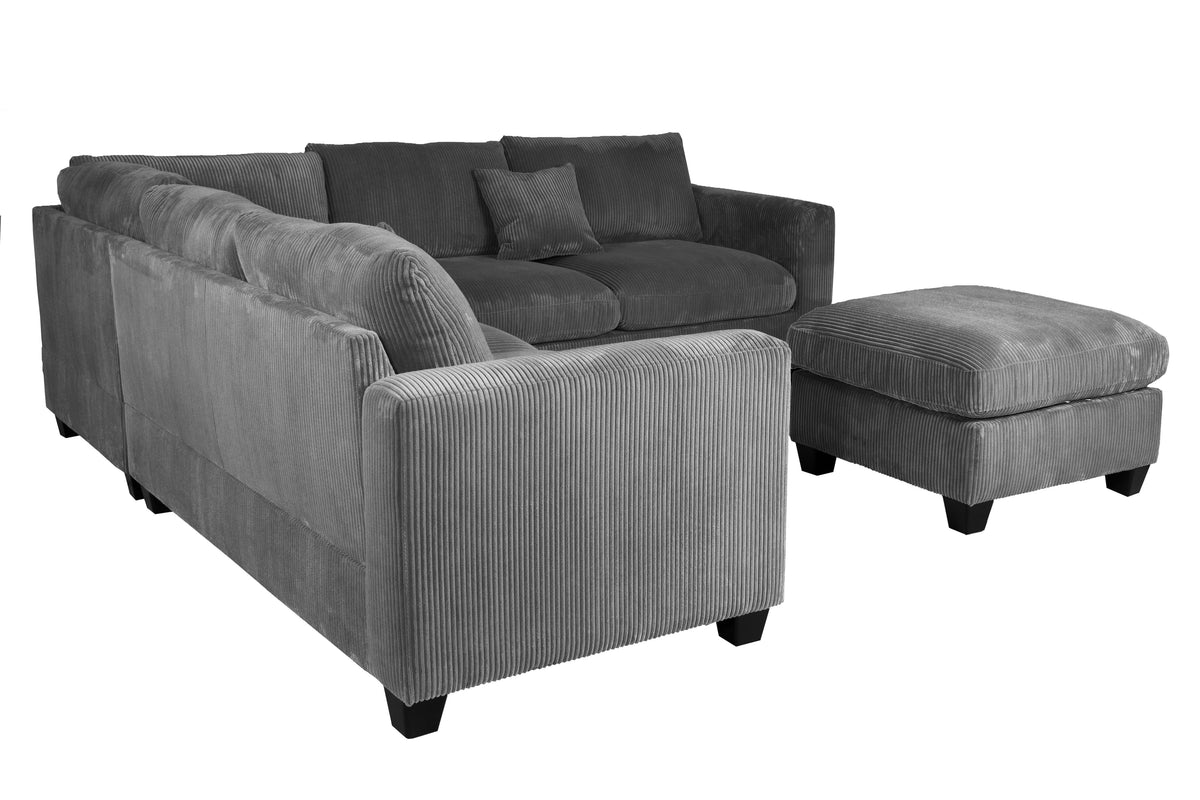 4-Pc Sectional Sofa W/ 2 Accent Pillows - Dark Gray