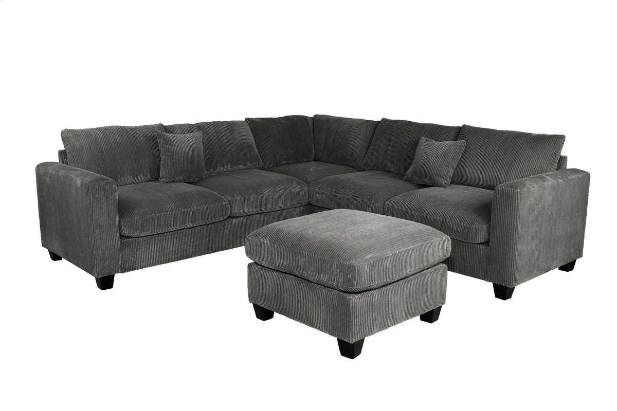 4-Pc Sectional Sofa W/ 2 Accent Pillows - Dark Gray