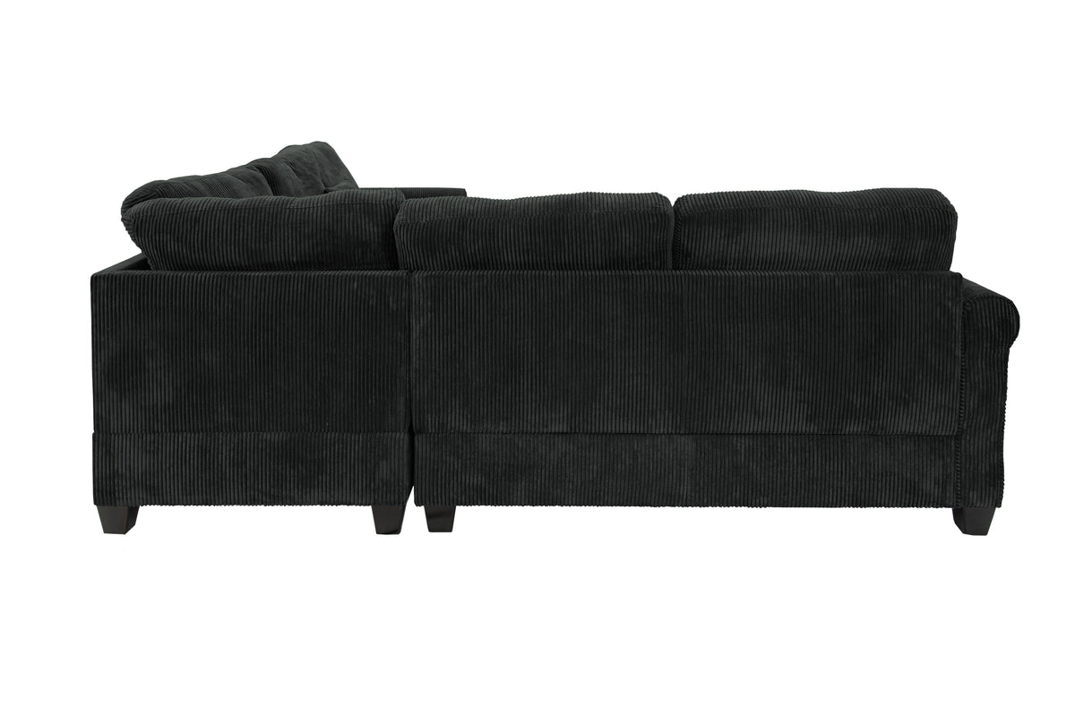 4-Pc Sectional Sofa W/ 2 Accent Pillows - Black