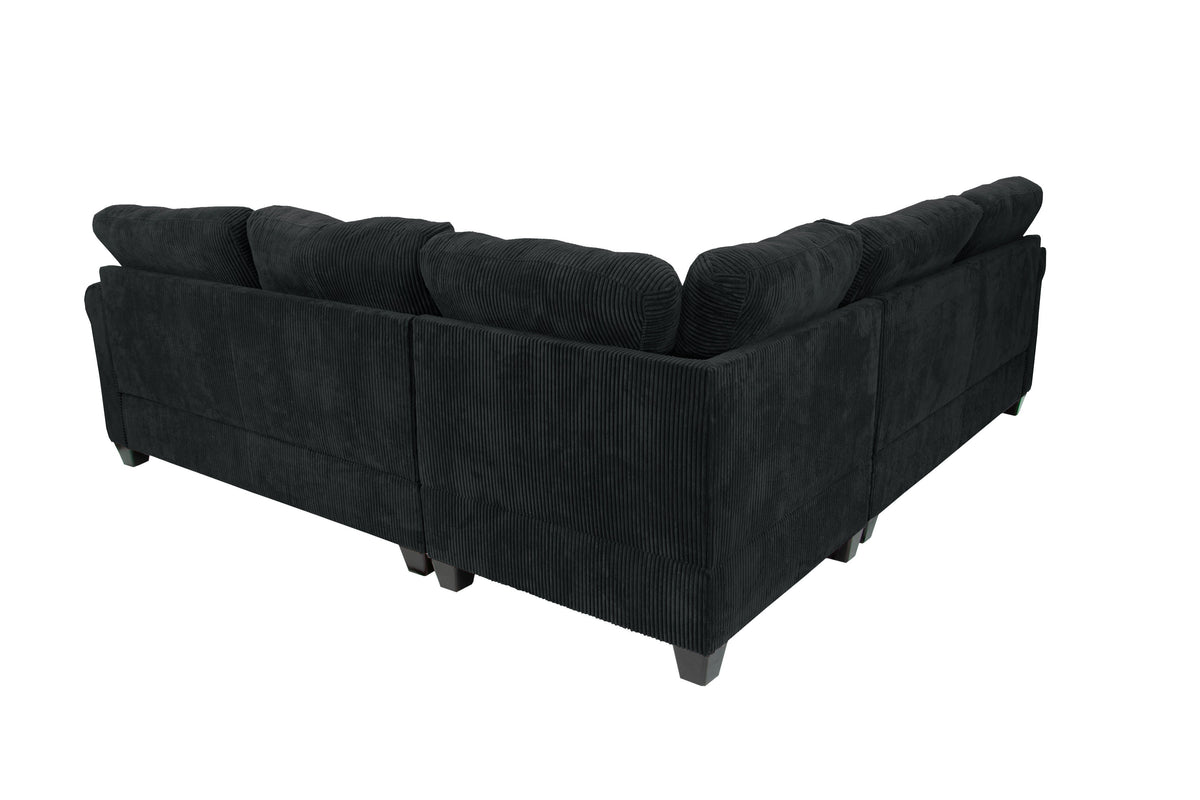4-Pc Sectional Sofa W/ 2 Accent Pillows - Black