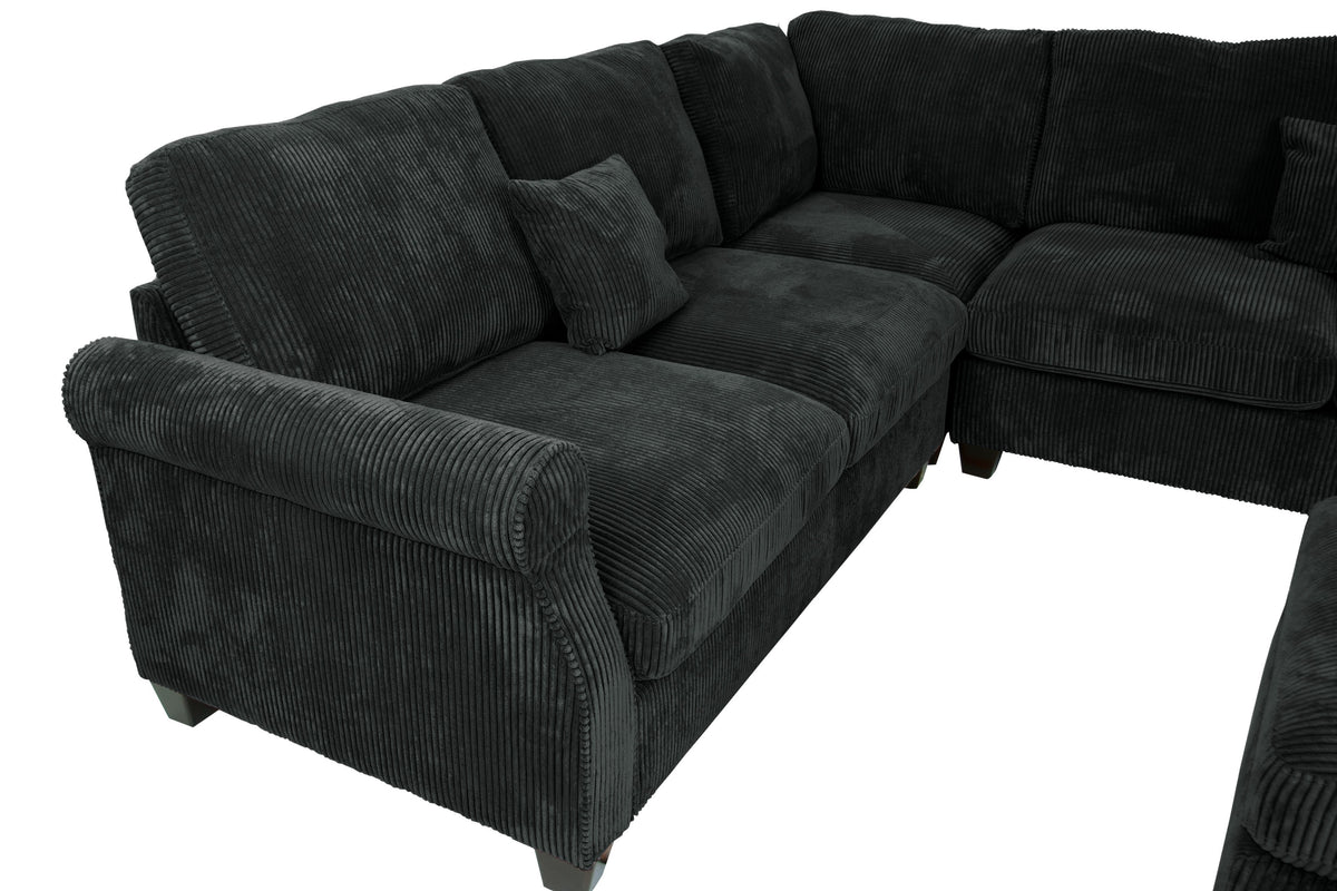 4-Pc Sectional Sofa W/ 2 Accent Pillows - Black