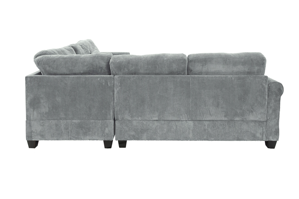 4-Pc Sectional Sofa W/ 2 Accent Pillows - Fog