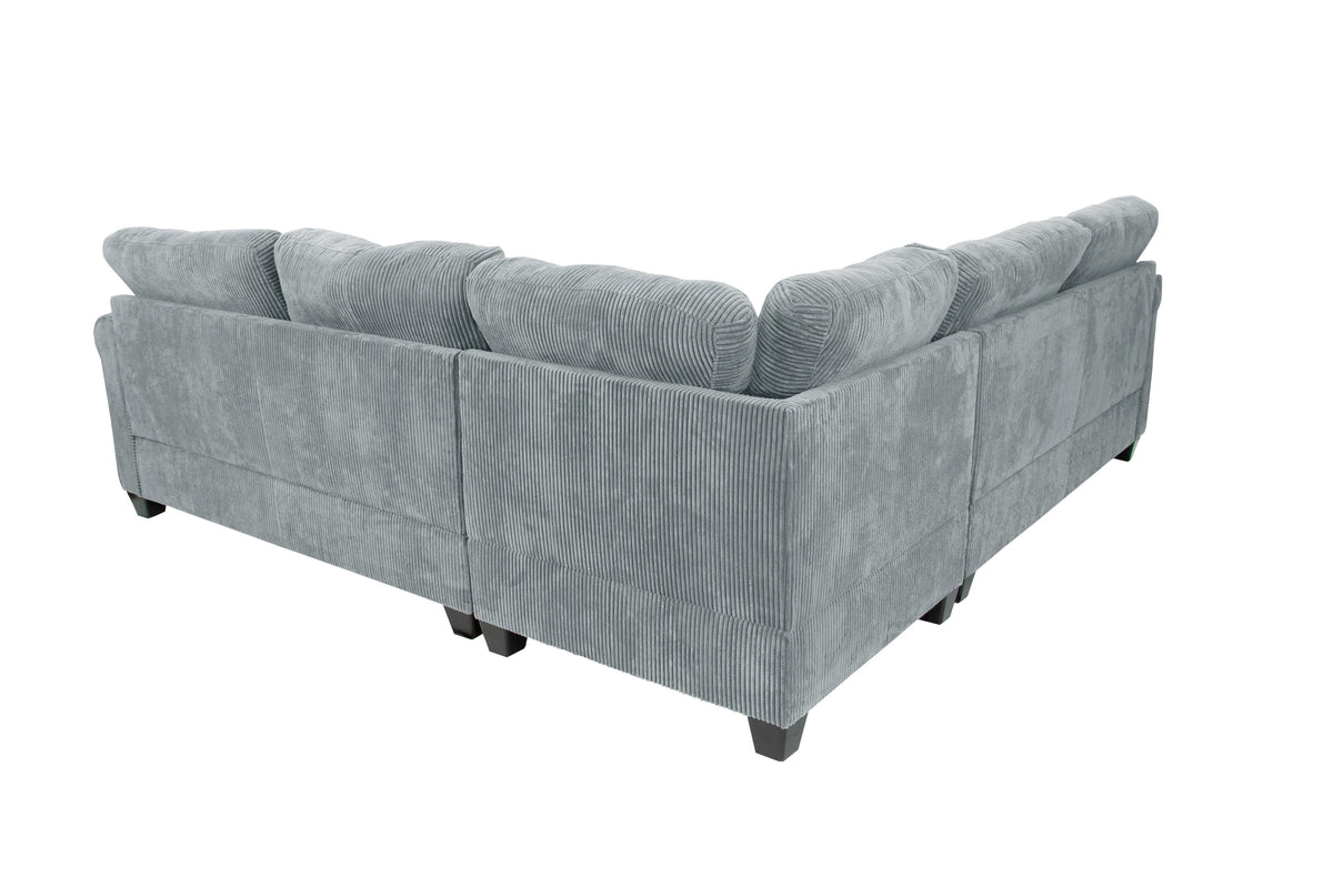 4-Pc Sectional Sofa W/ 2 Accent Pillows - Fog