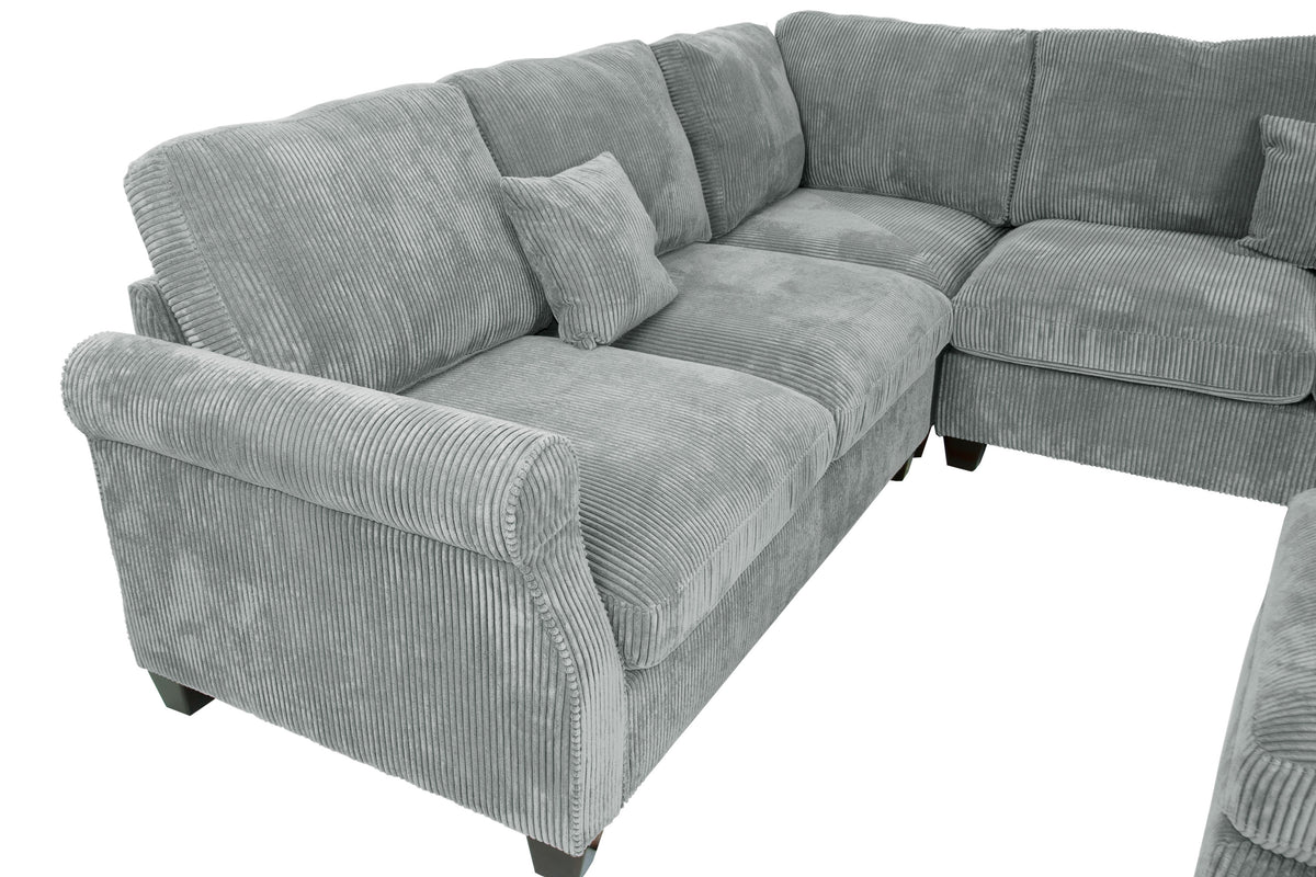 4-Pc Sectional Sofa W/ 2 Accent Pillows - Fog