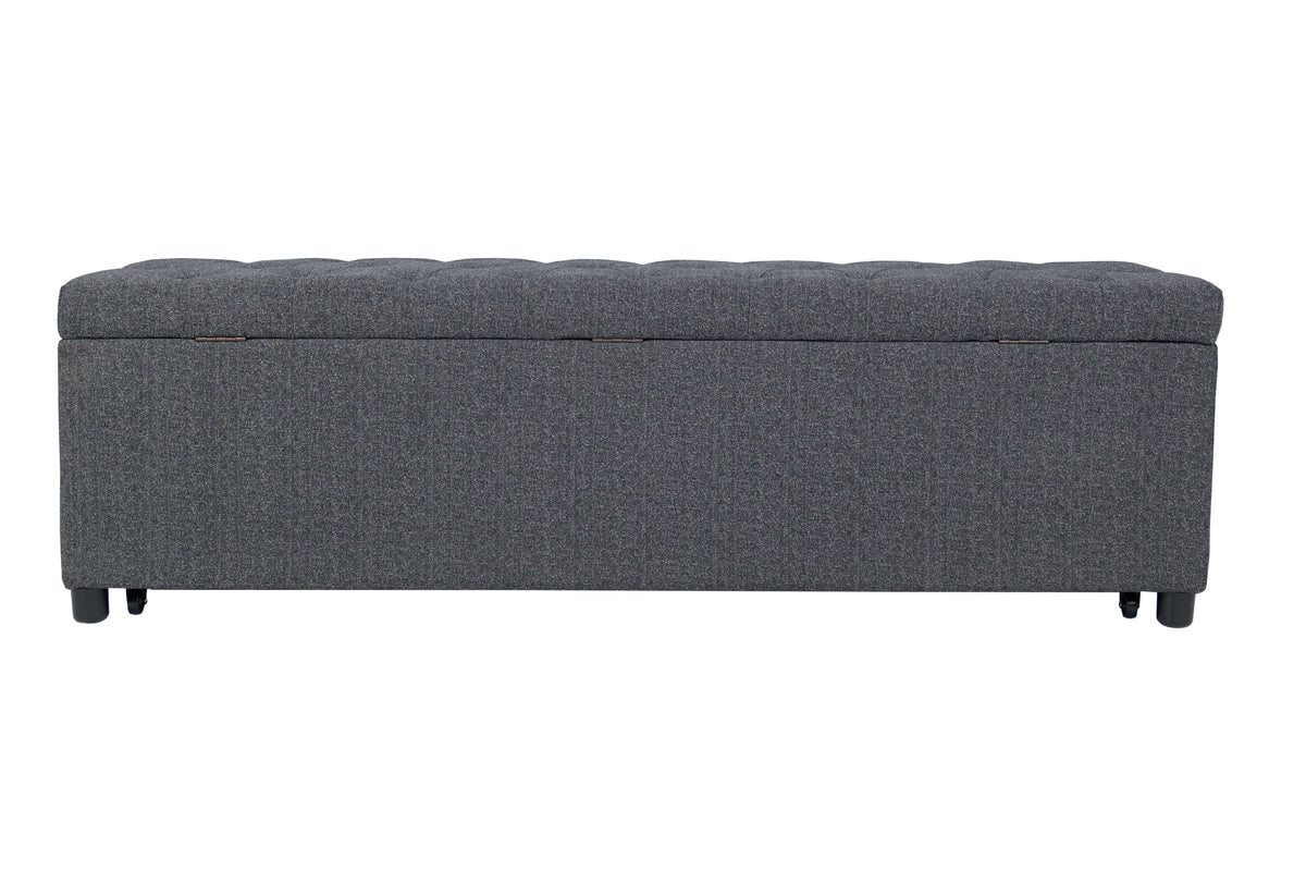 Storage Ottoman W/ Underseat Drawer - Blue Gray Boucle