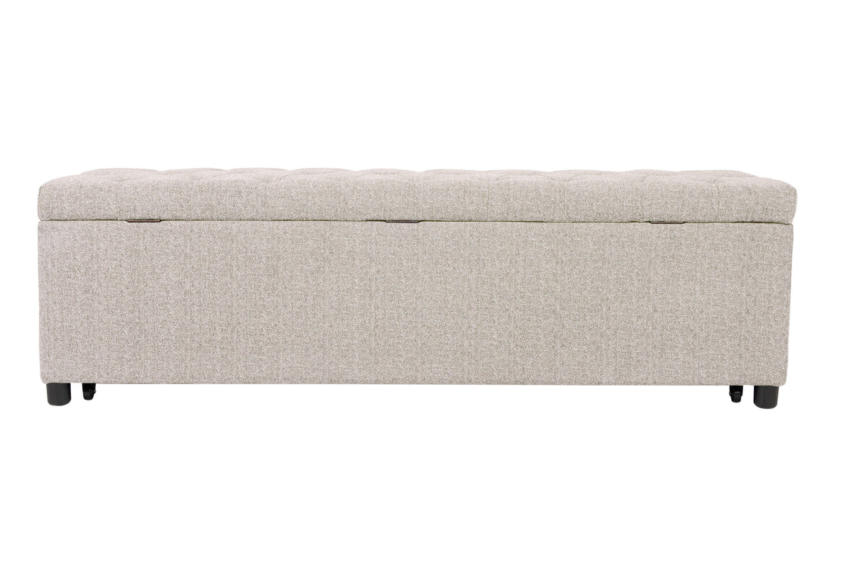 Storage Ottoman W/ Underseat Drawer - Beige Boucle