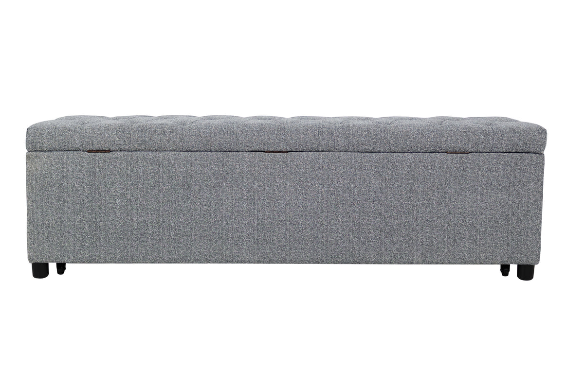 Storage Ottoman W/ Underseat Drawer - Gray Boucle