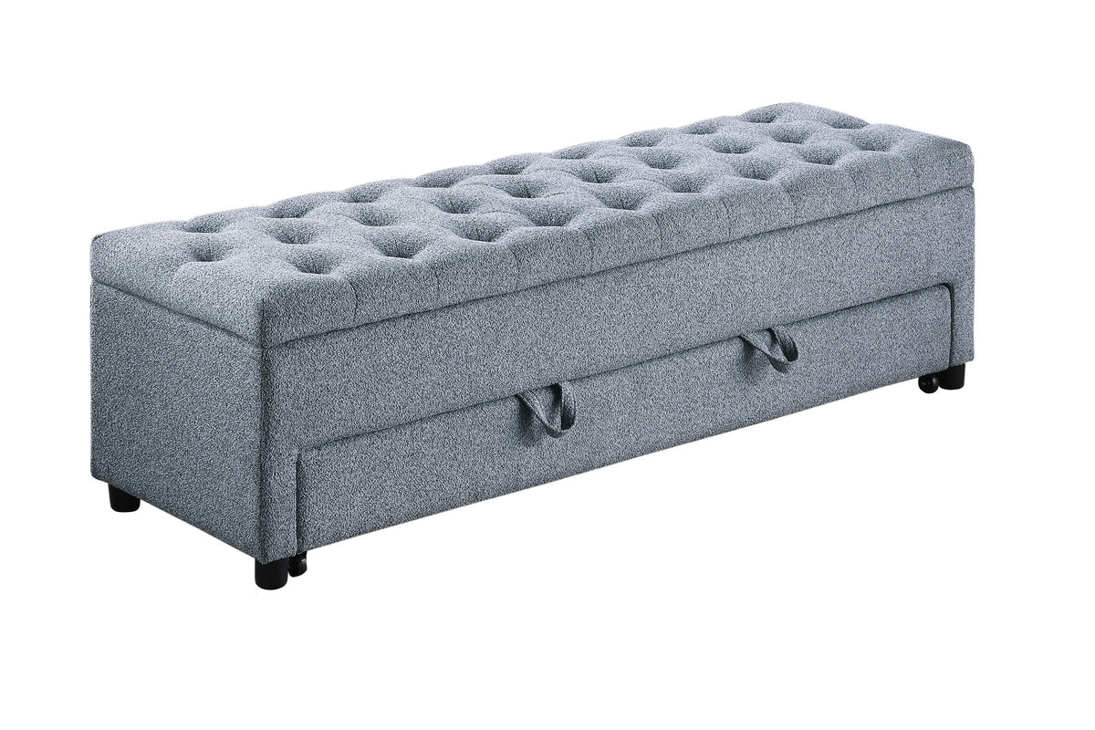 Storage Ottoman W/ Underseat Drawer - Gray Boucle
