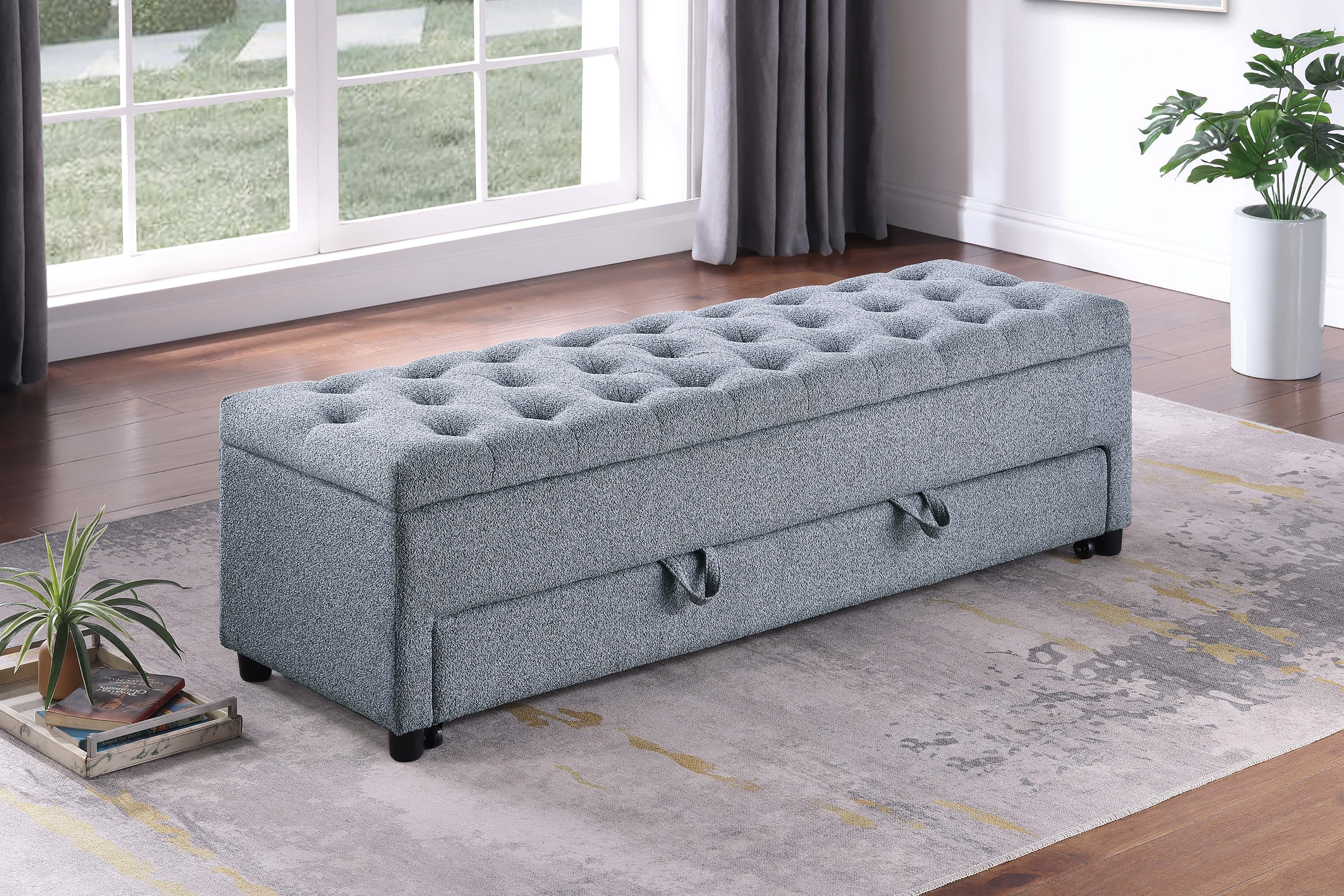 Storage Ottoman - Gray Boucle