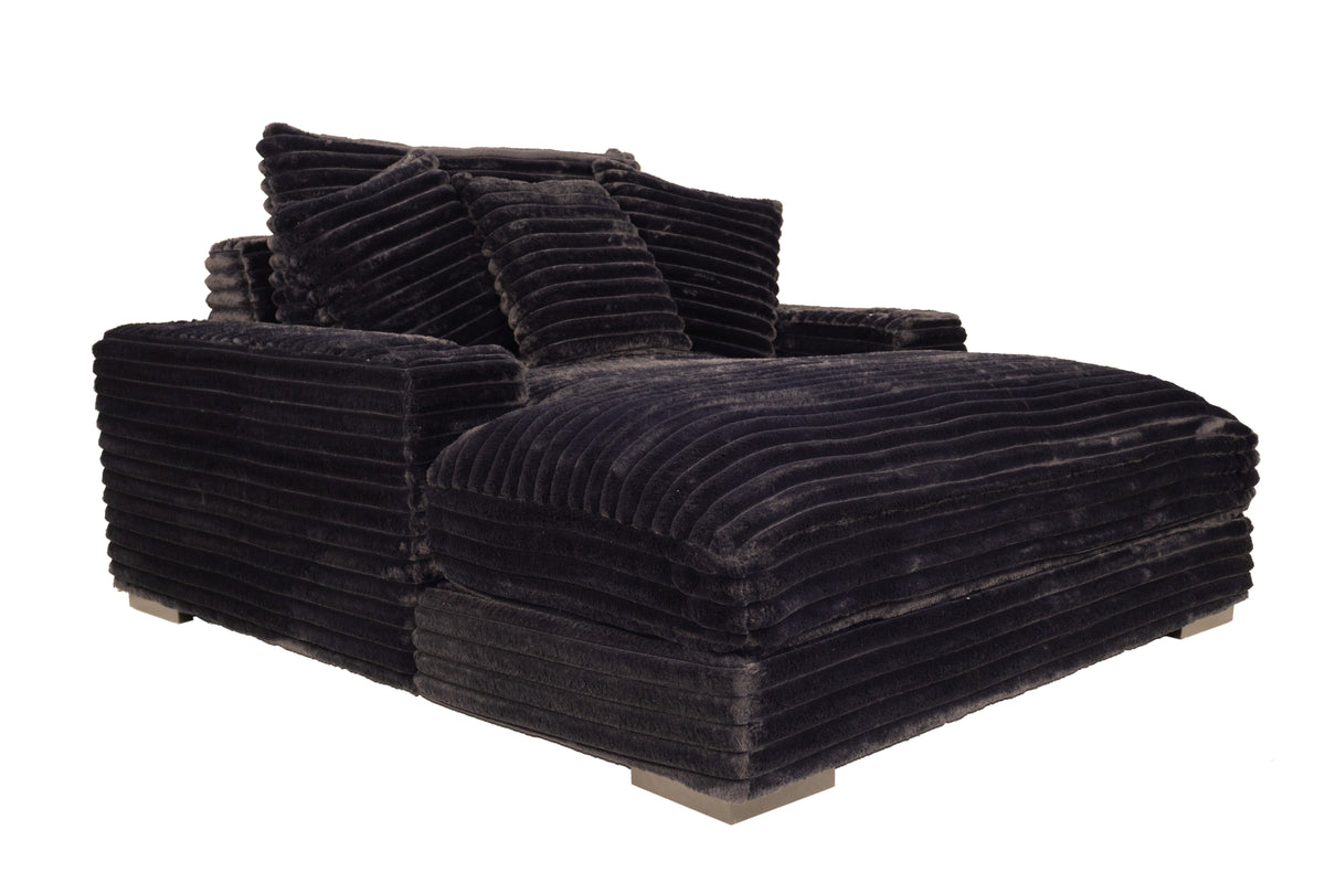 Chaise Lounge W/ Cup Holder & Usb Ports - Black