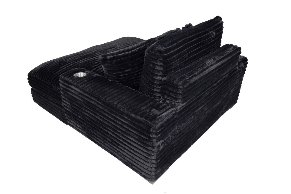 Chaise Lounge W/ Cup Holder & Usb Ports - Black