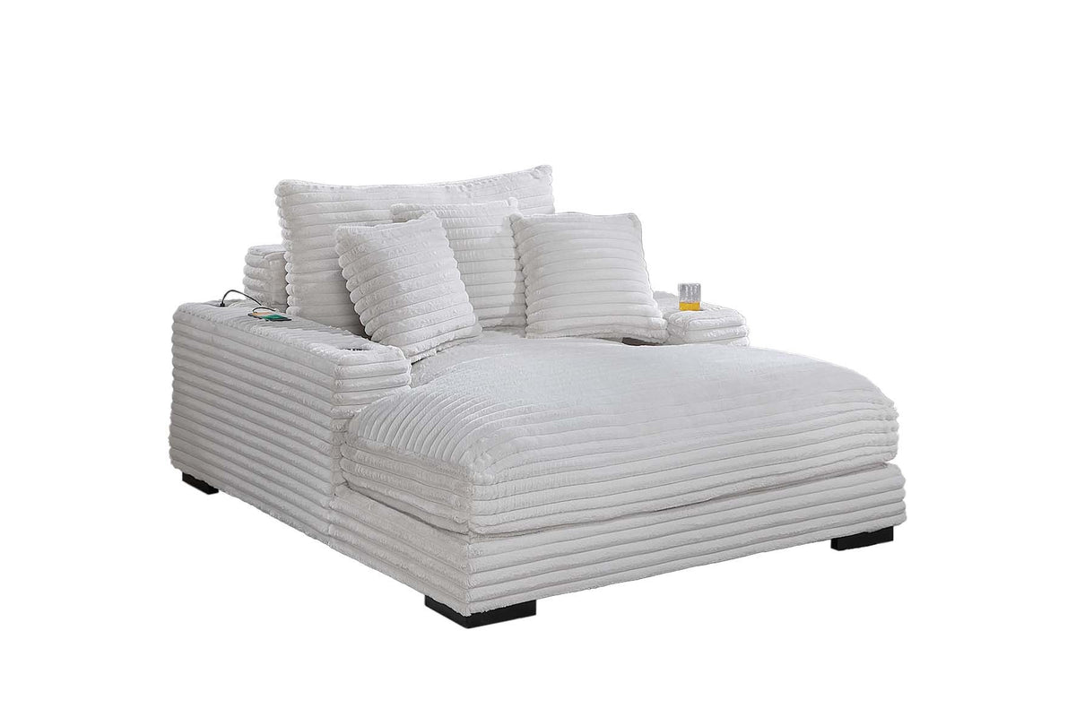Chaise Lounge W/ Cup Holder & Usb Ports - Taupe