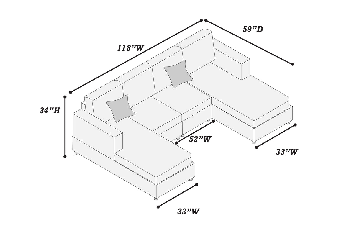 3-Pc Sectional Set - Dark Gray
