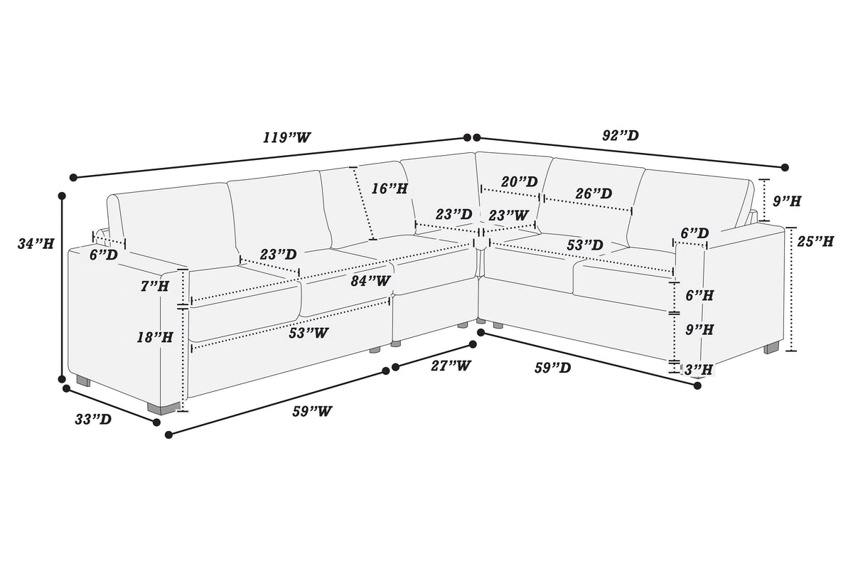 4-Pc Sectional Sofa - Black
