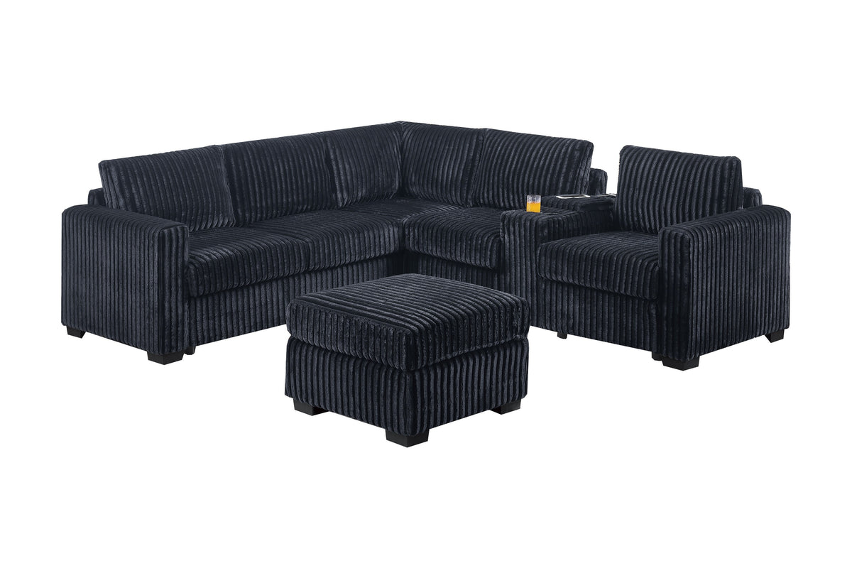 4-Pc Sectional Sofa - Black