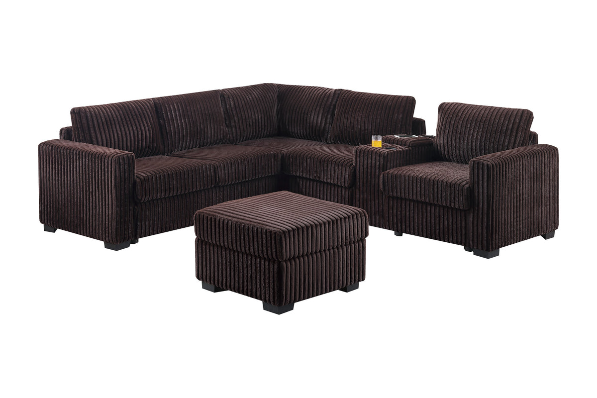 4-Pc Sectional Sofa - Coffee