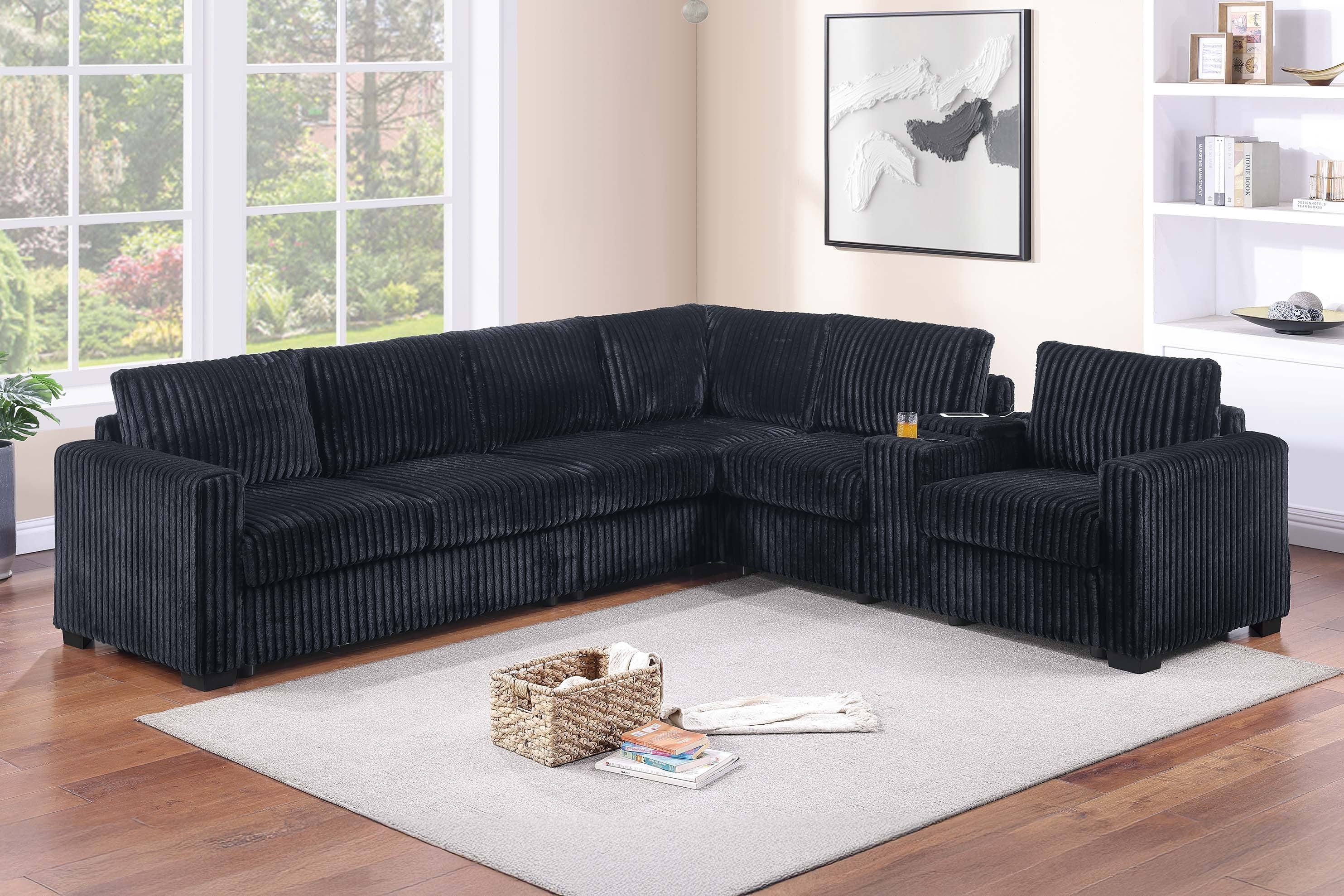 4-Piece Sectional Set - Black