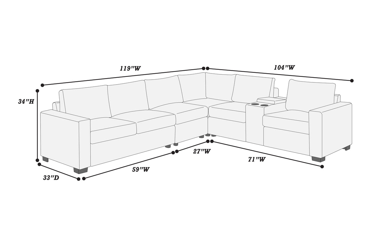 4-Pc Sectional Sofa - Dark Gray