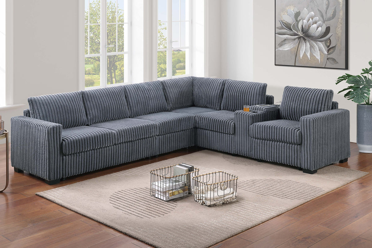 4-Pc Sectional Sofa - Dark Gray