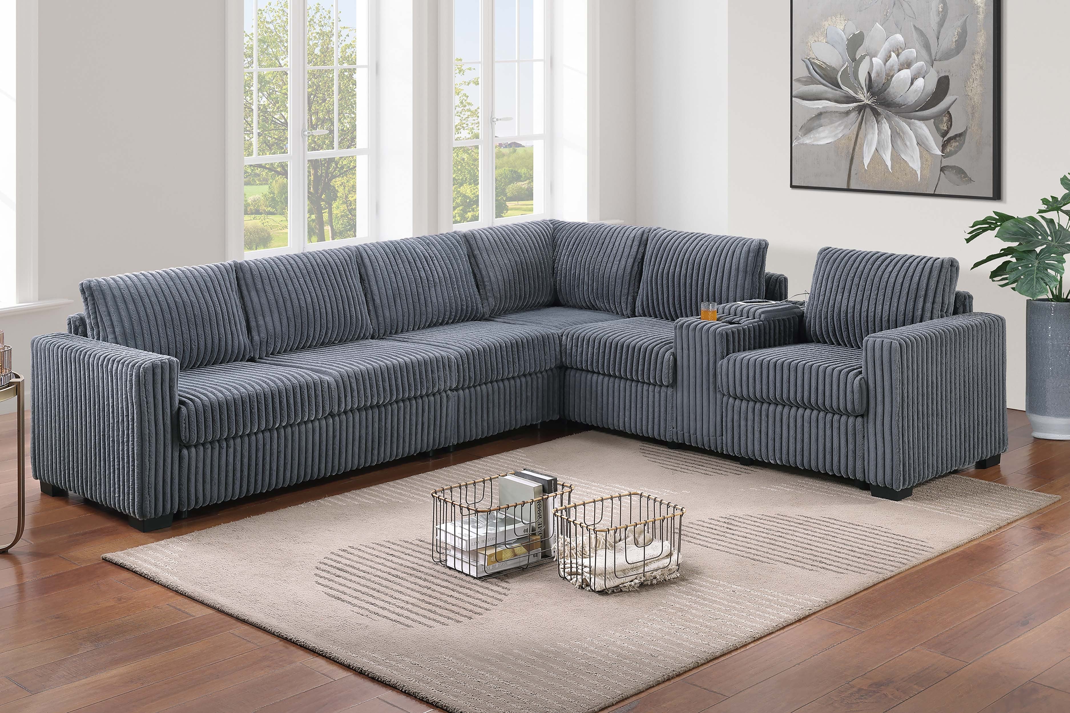 4-Piece Sectional Set - Dark Gray