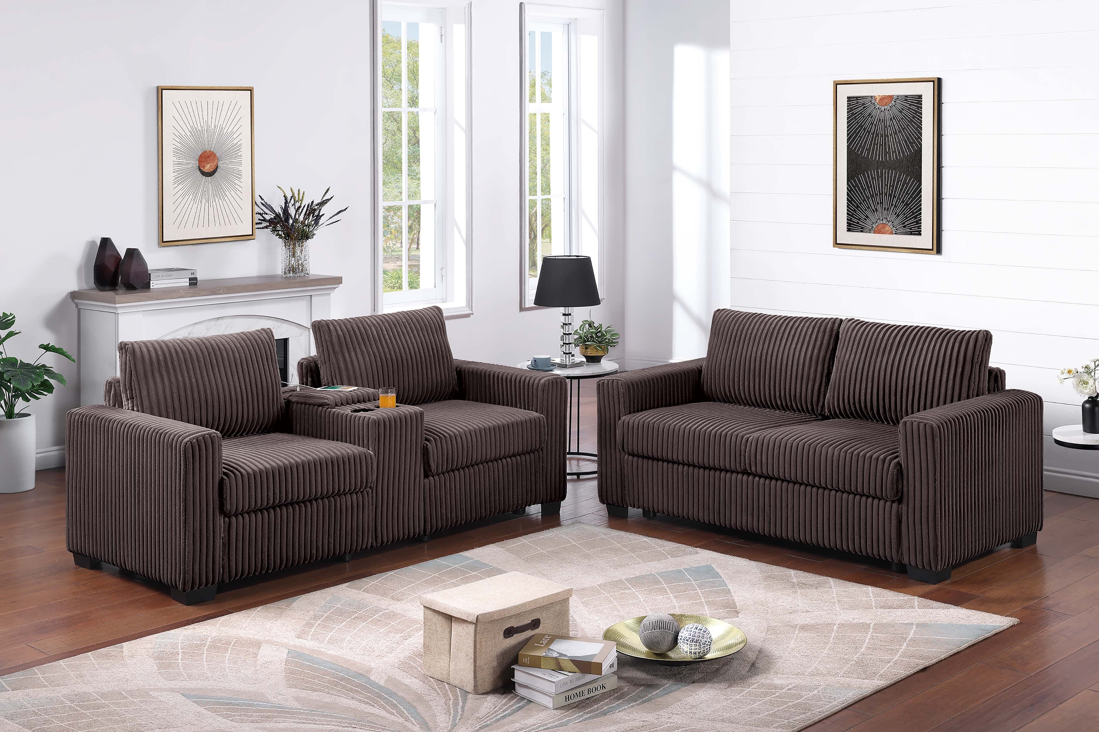 2-Piece Sofa Set - Chocolate