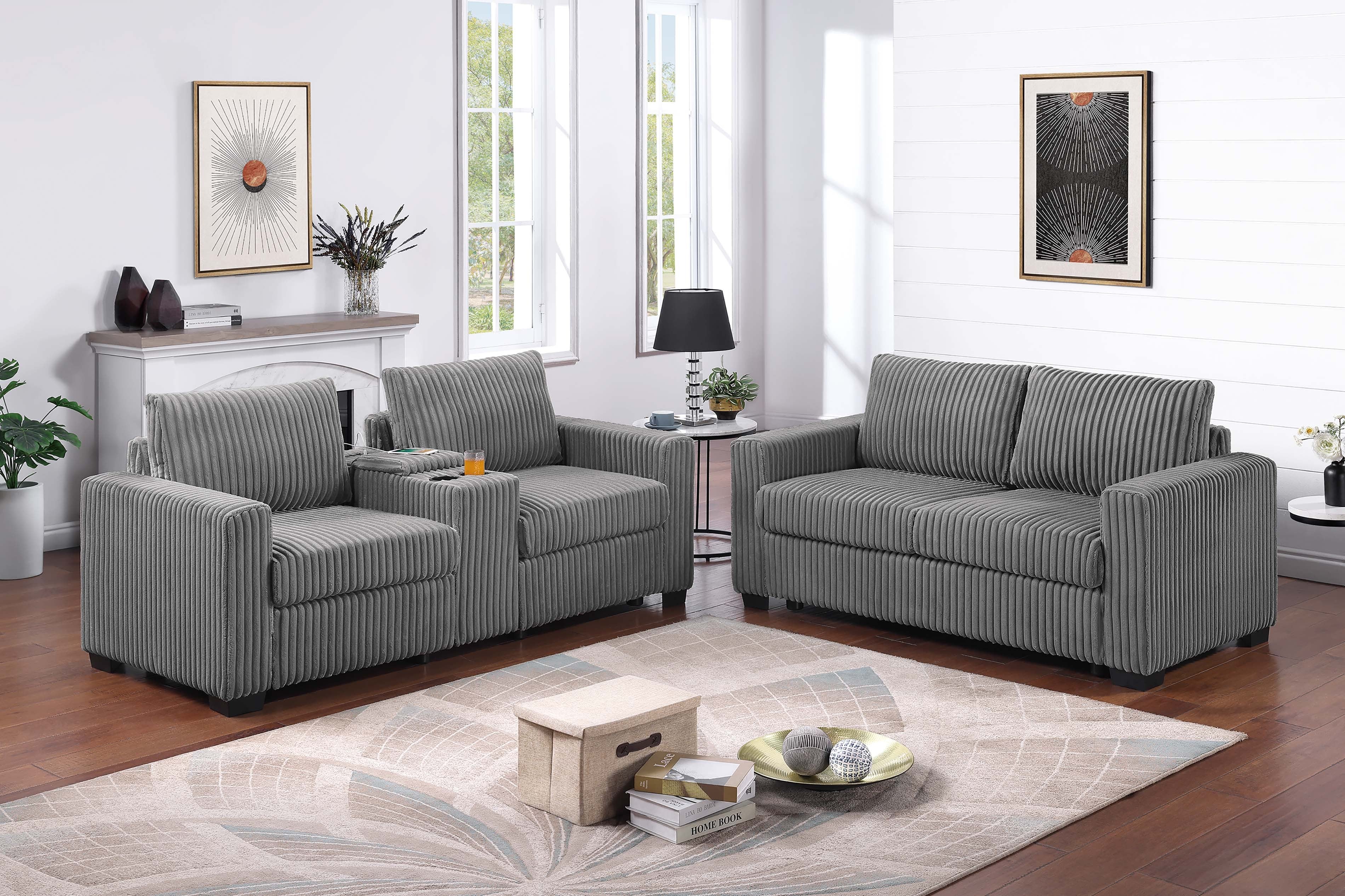 2-Piece Sofa Set - Smoke