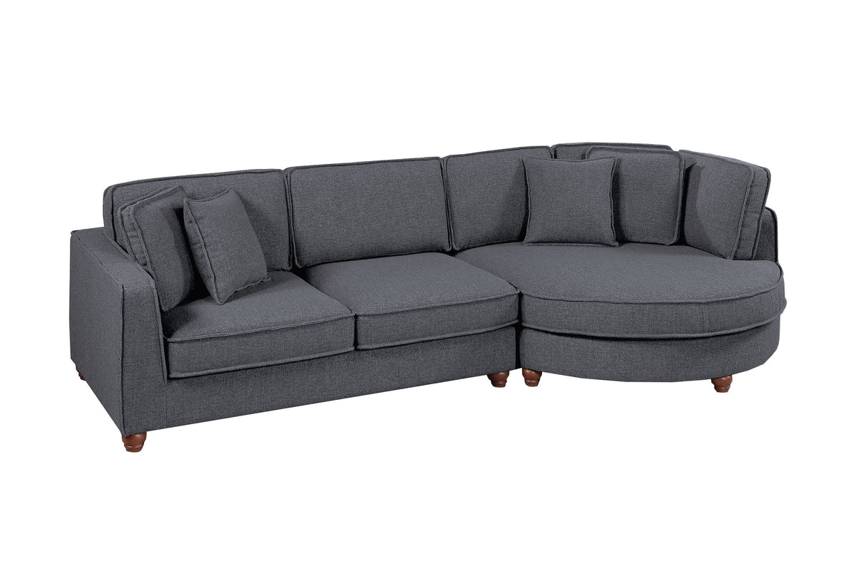 2-Pc Sectional W/ 4 Accent Pillows - Pewter Boucle